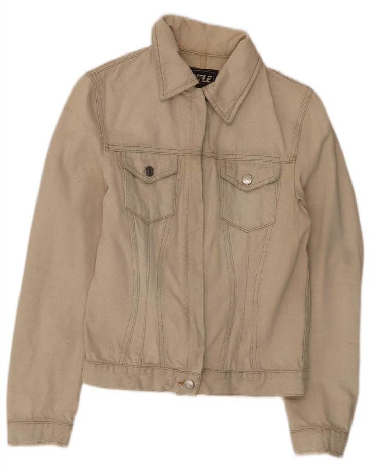 Jaqueta jeans feminina Rifle UK 12 algodão bege médio