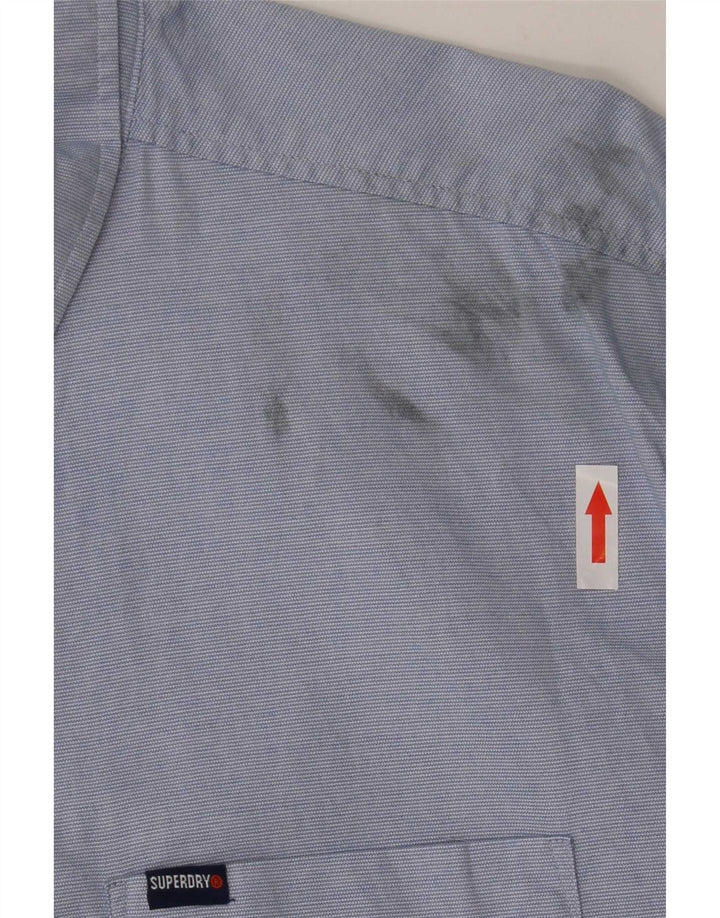 Camisa masculina Superdry Regular Fit grande algodão listrado azul