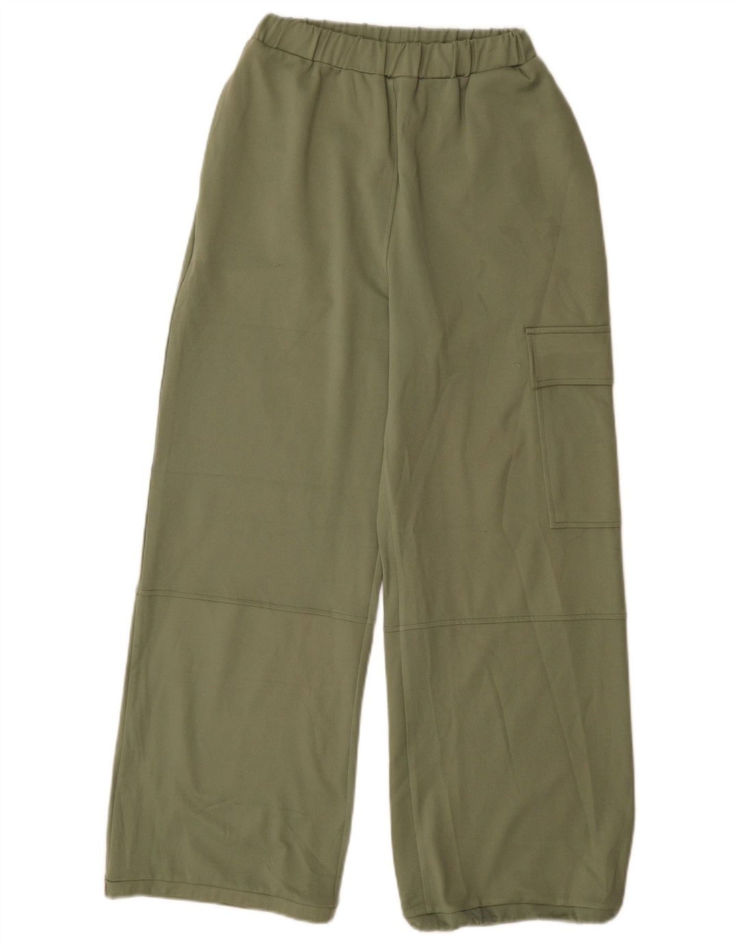Calça cargo feminina Zara com perna larga pequena W26 L29 poliéster verde