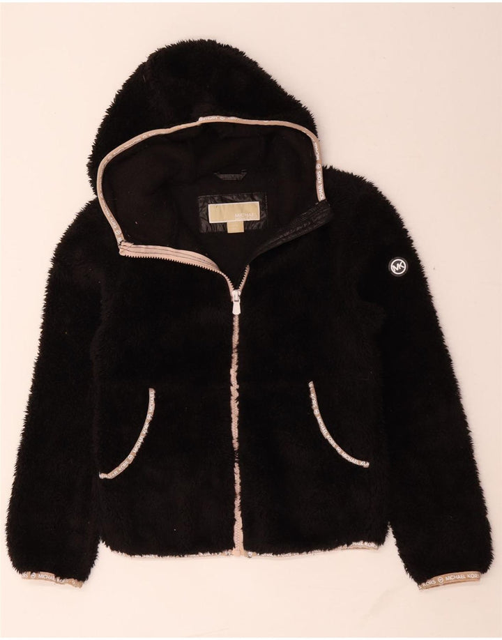 Jaqueta de lã com capuz para meninas Michael Kors 10-11 anos poliéster preto