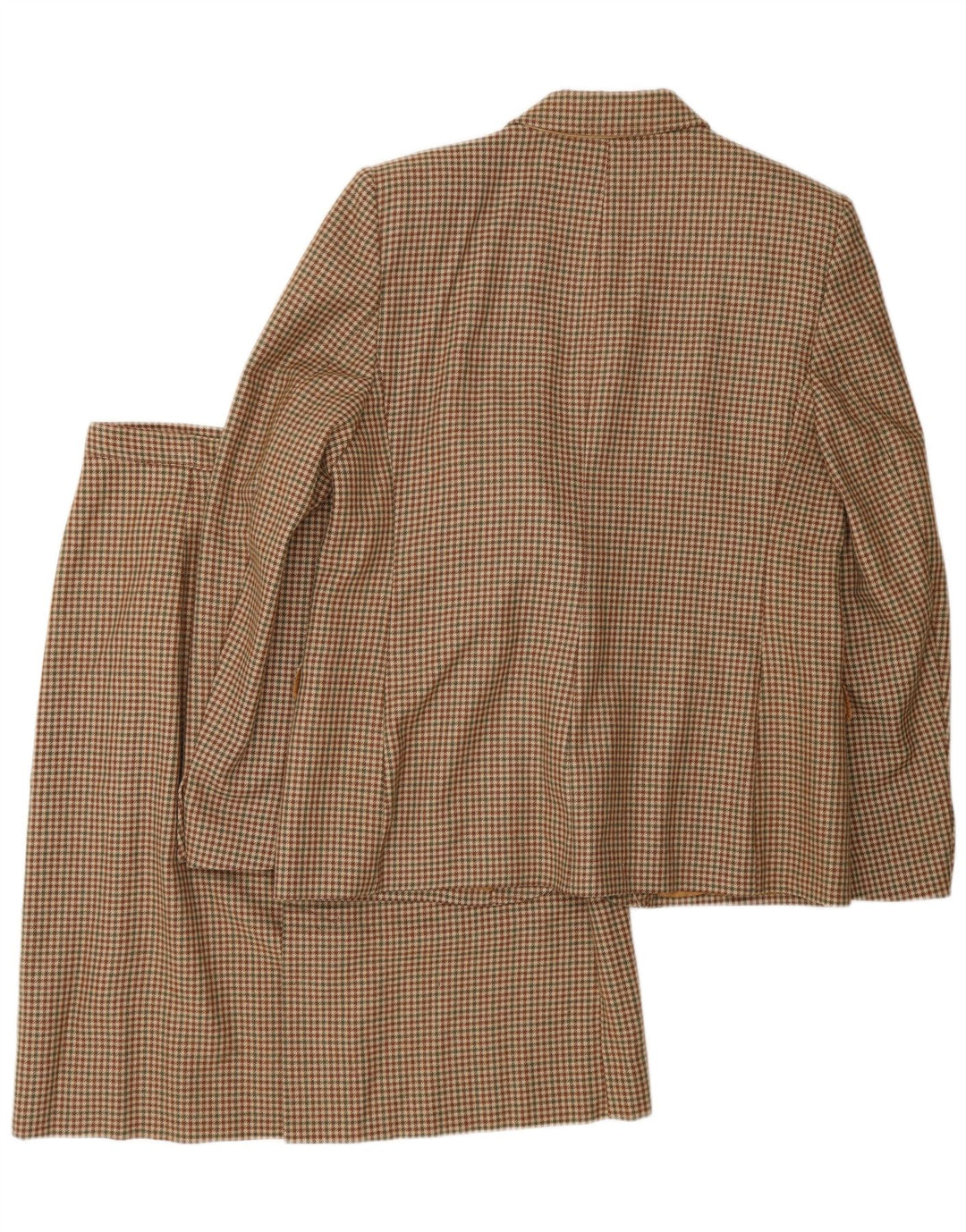 Conjunto de saia feminina vintage com 2 botões IT 48 XL marrom Houndstooth