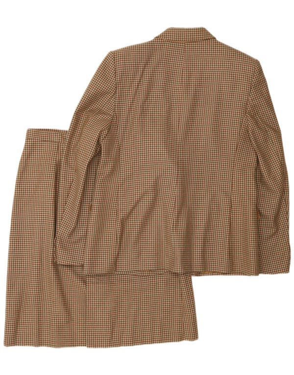 Conjunto de saia feminina vintage com 2 botões IT 48 XL marrom Houndstooth