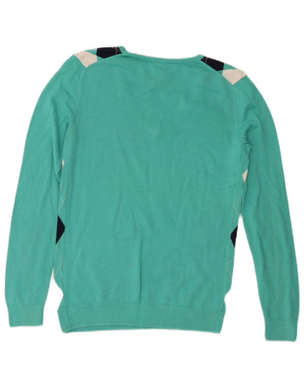 Tommy Hilfiger Suéter Jumper Mulher Com Gola V UK 6 XS Turquesa