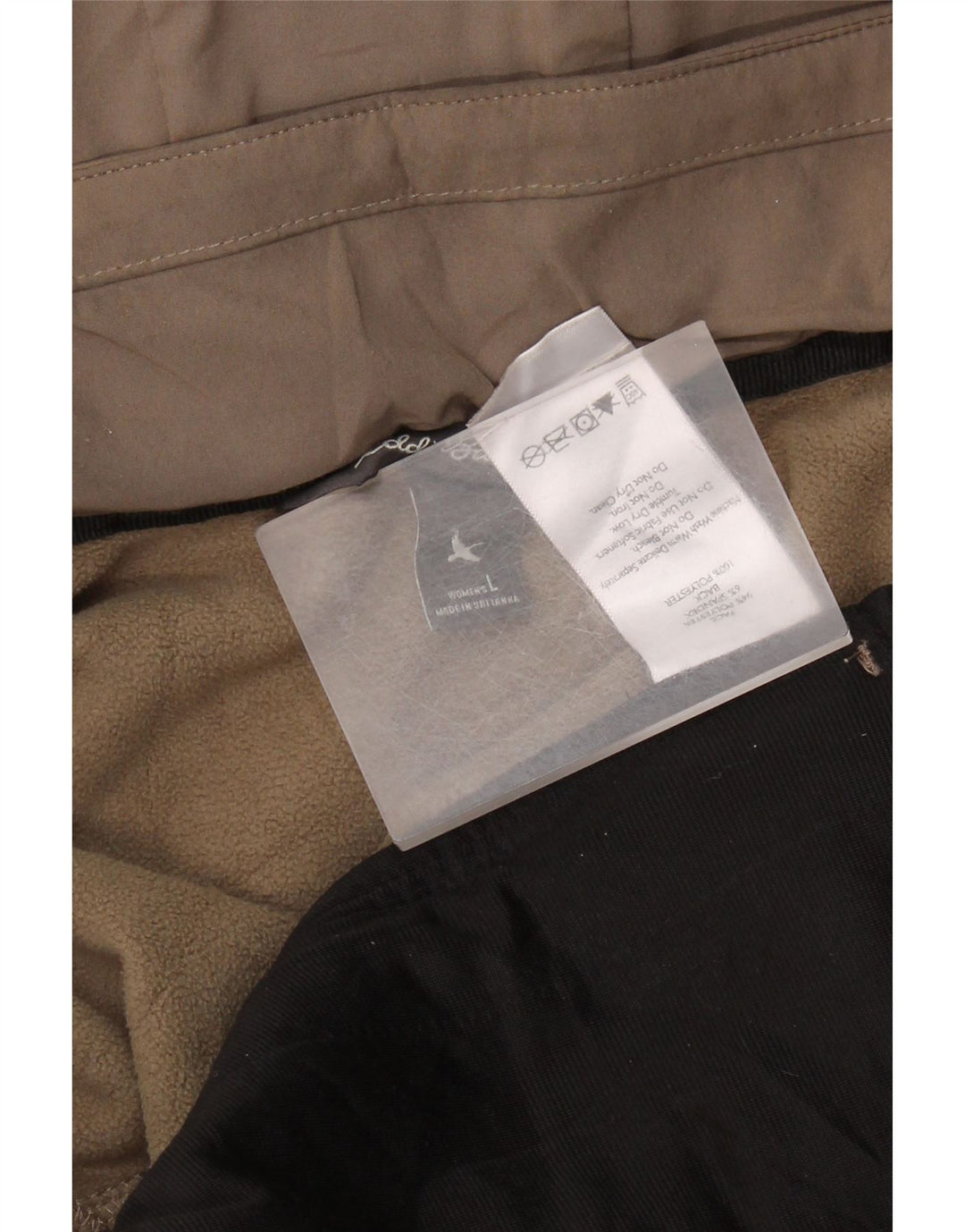 Casaco corta-vento feminino EDDIE BAUER com capuz Reino Unido 16 grande poliéster bege