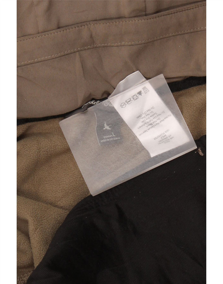 Casaco corta-vento feminino EDDIE BAUER com capuz Reino Unido 16 grande poliéster bege