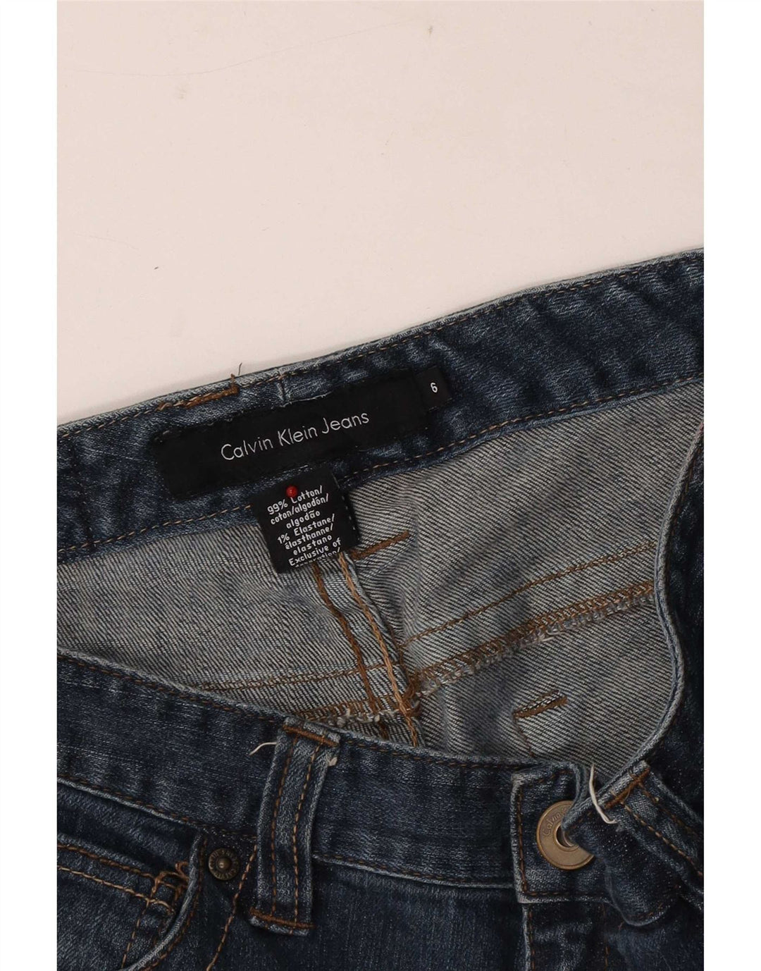 Calça jeans feminina Calvin Klein Bootcut US 6 médio W30 L31 azul algodão
