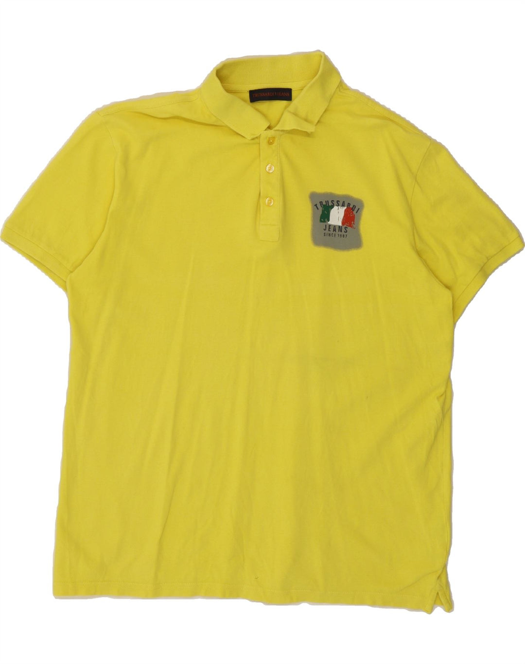 TRUSSARDI Mens Polo Shirt XL Yellow Cotton Vintage Trussardi and Second-Hand Trussardi from Messina Hembry 