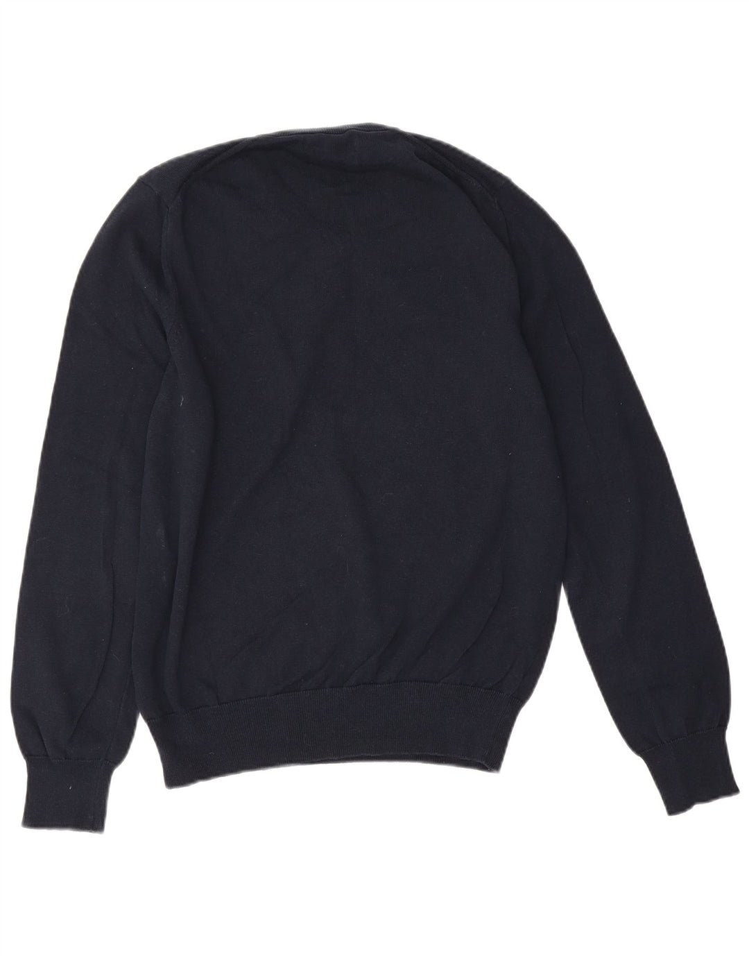 Suéter masculino Marks & Spencer com decote em V, algodão azul marinho médio
