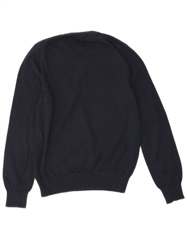 Suéter masculino Marks & Spencer com decote em V, algodão azul marinho médio