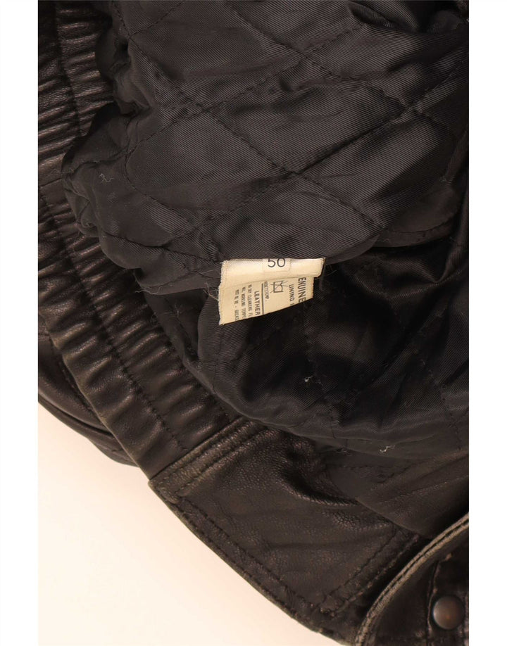 Jaqueta de couro masculina vintage IT 50 grande preta