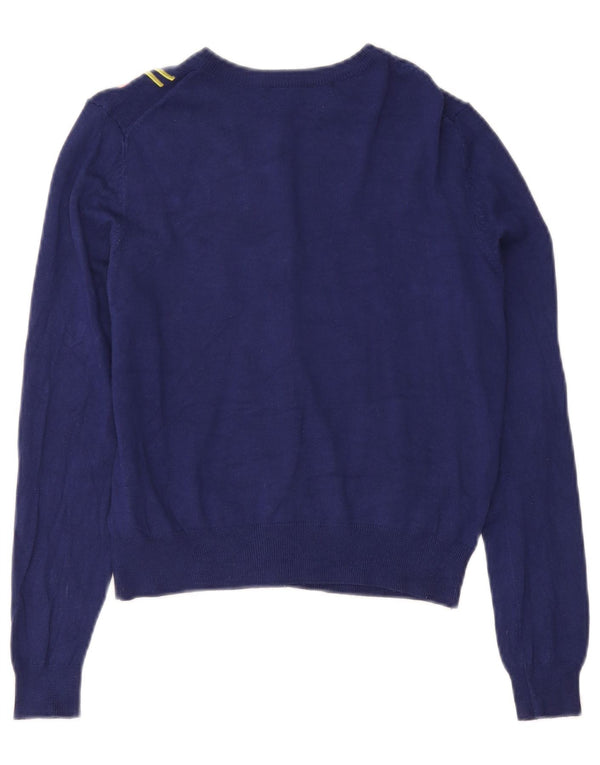 Suéter cardigã feminino Marks & Spencer UK 10 pequeno azul marinho floral