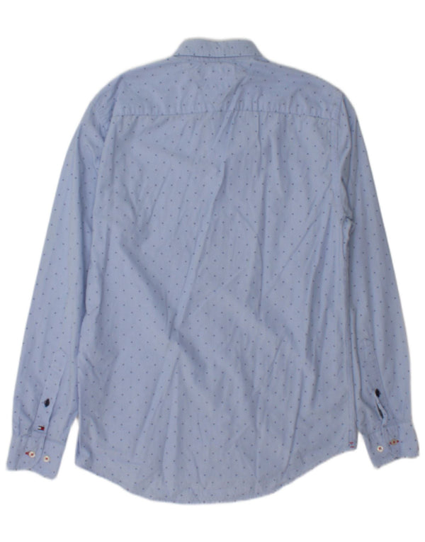 Camisa masculina Tommy Hilfiger New York Fit pequena azul geométrica