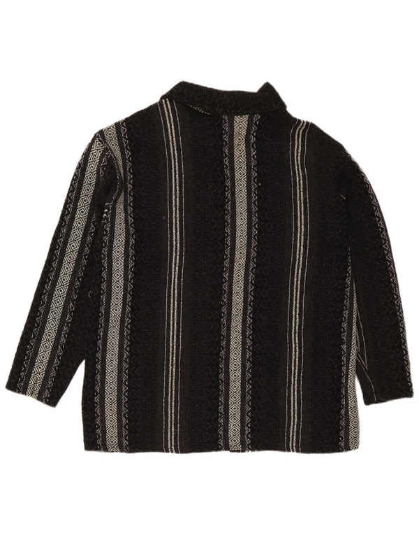 Suéter Cardigan Masculino Vintage XL Lã Geométrica Preta Asteca