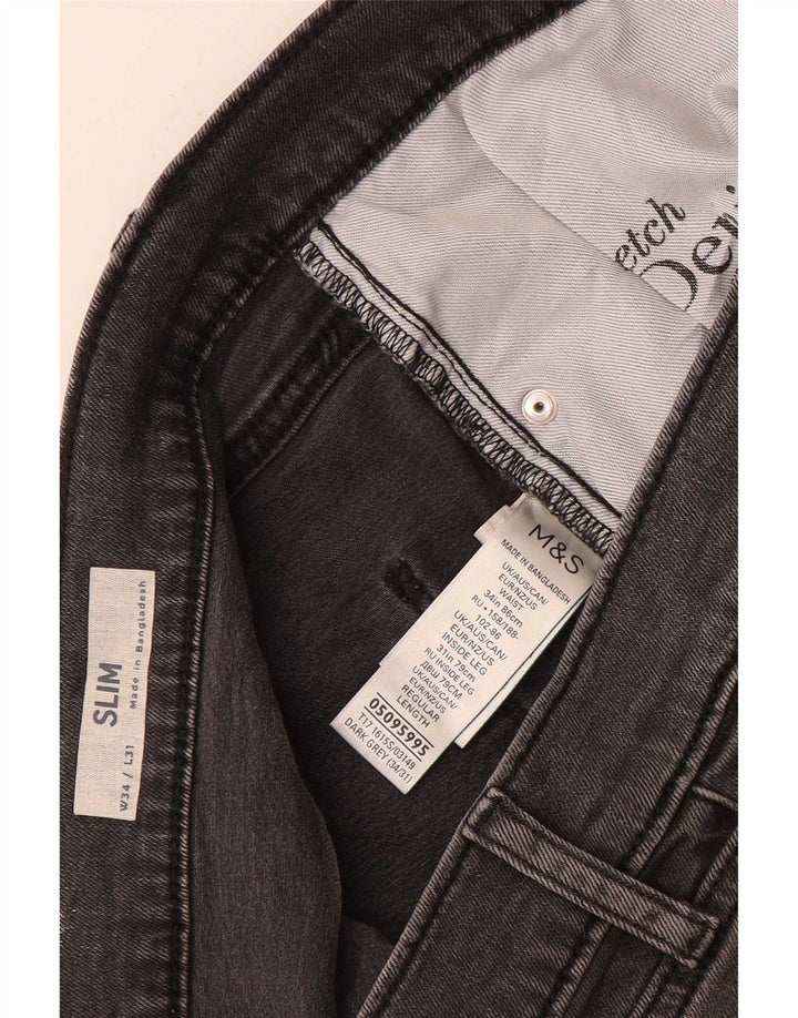 Marks & Spencer Mens Slim Jeans W34 L31 Algodão Cinza