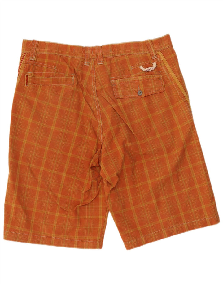 Shorts casuais masculinos Murphy & Nye W34 grande algodão xadrez laranja