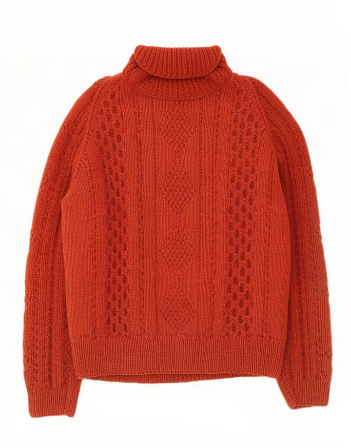 Suéter feminino vintage com gola redonda Reino Unido 12 médio laranja