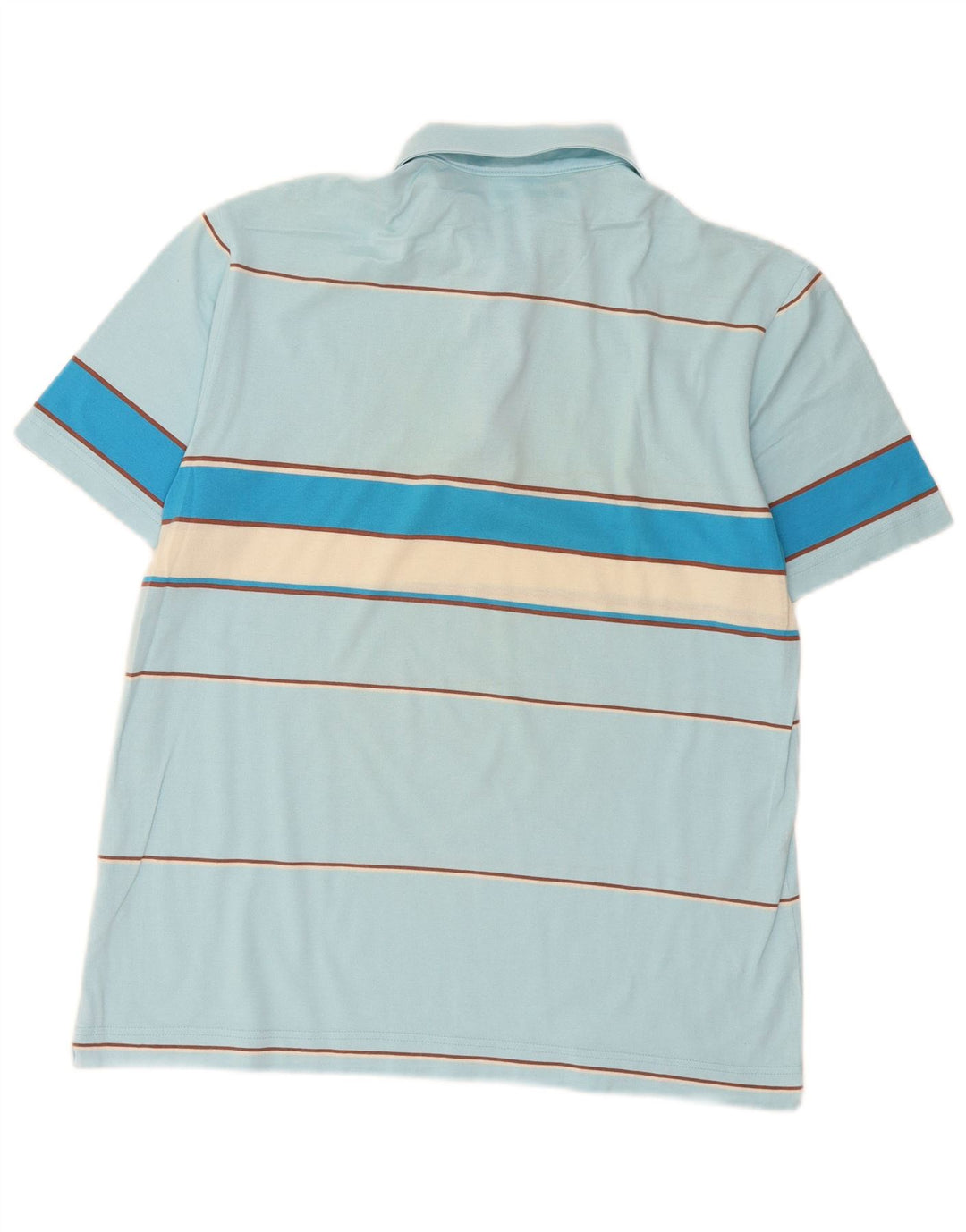 Camisa polo masculina Lacoste tamanho 4 algodão listrado azul médio
