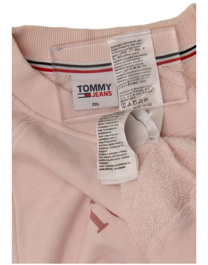 TOMMY HILFIGER moletom feminino oversized gráfico jumper UK 20 2XL rosa