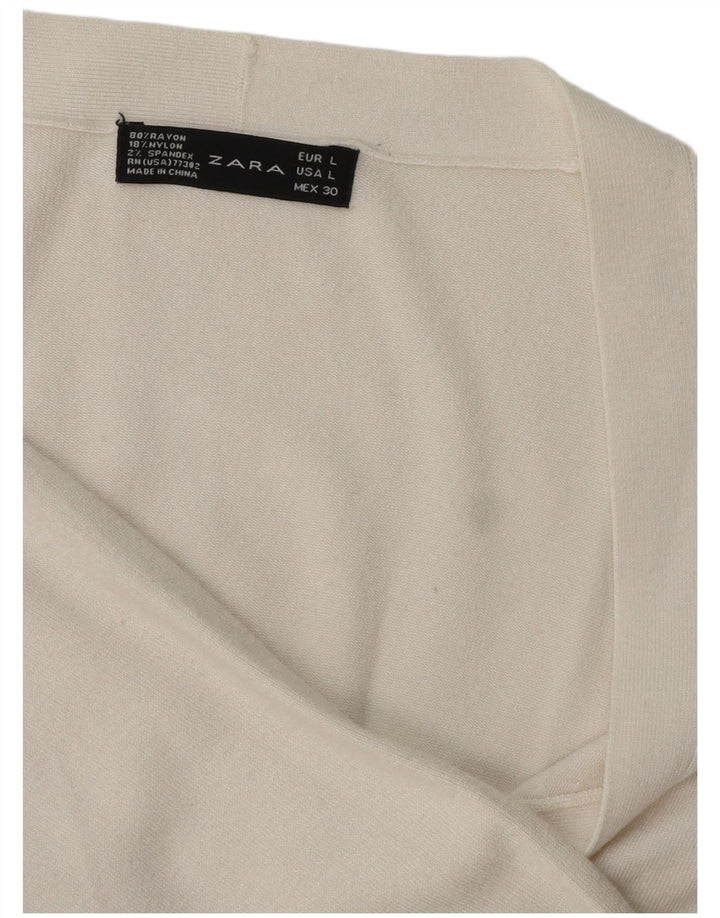 Suéter cardigã feminino Zara Reino Unido 16 grande rayon branco