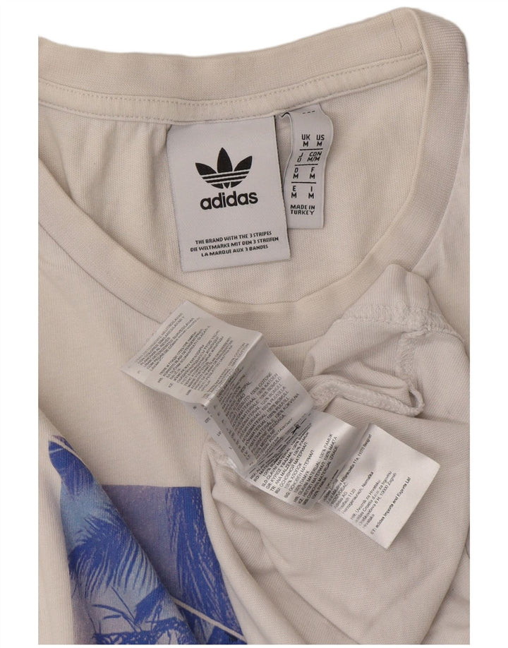 ADIDAS Mens Graphic T-Shirt Top Médio Algodão Branco
