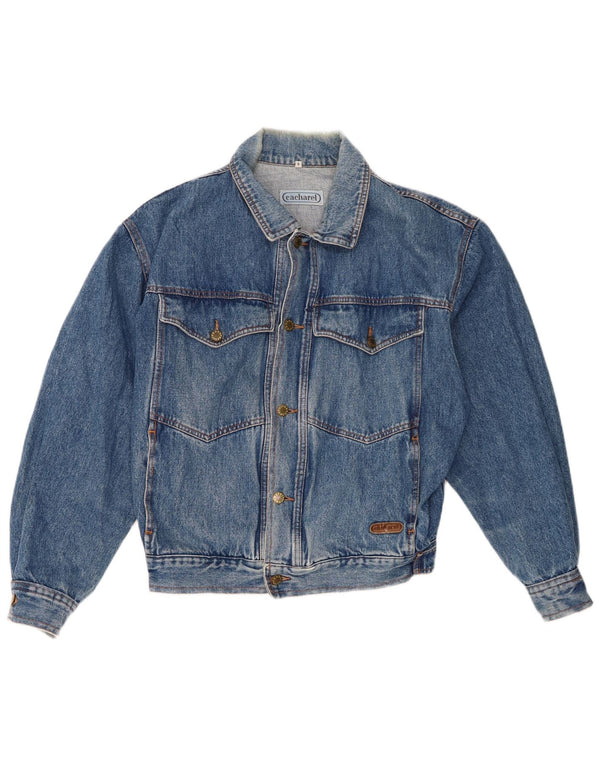 Jaqueta jeans masculina Cacharel UK 36 pequeno algodão azul