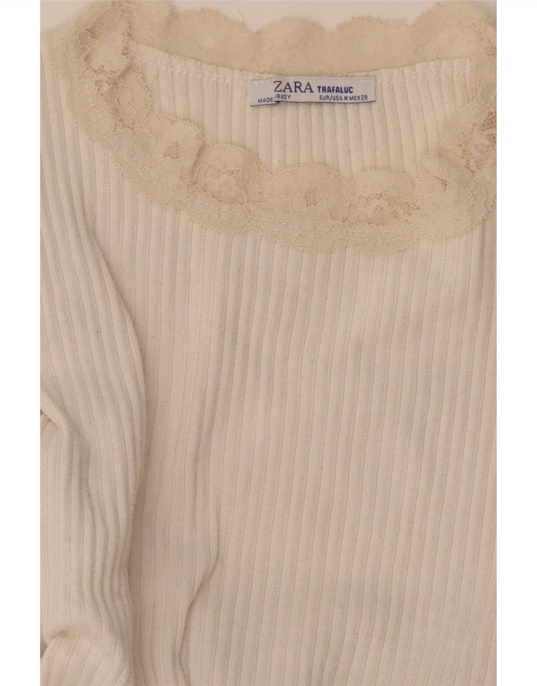 Blusa feminina Zara Top UK 12 médio branco