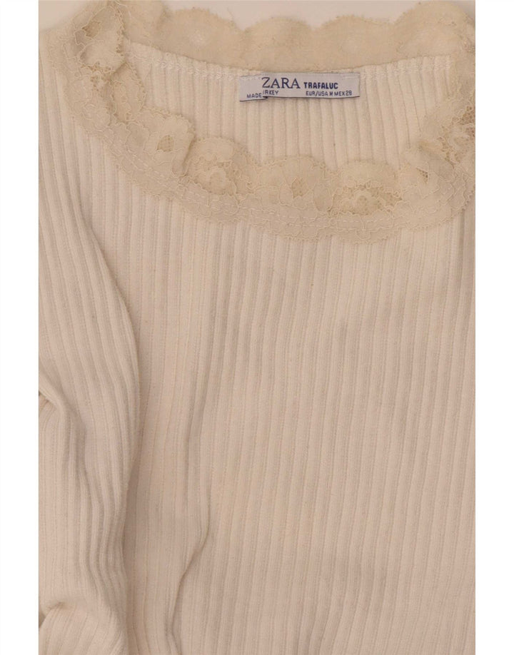 Blusa feminina Zara Top UK 12 médio branco