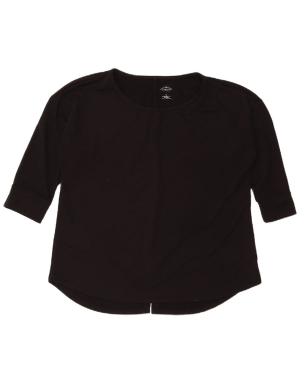 Top feminino St John's Bay manga 3/4 UK 18 XL preto poliéster