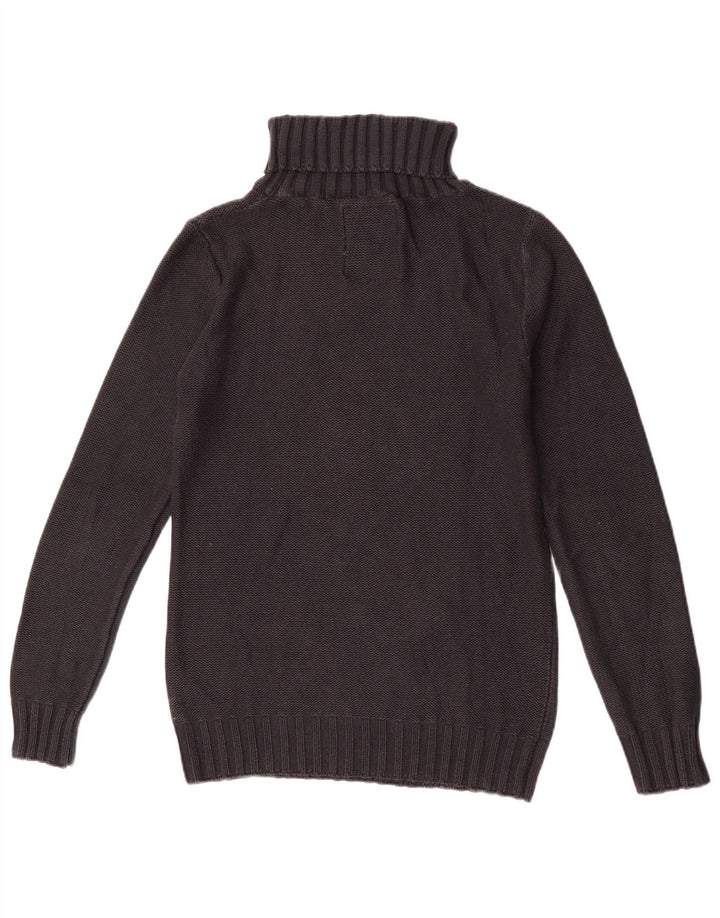 Suéter feminino vintage com gola redonda UK 12 médio preto argyle/diamante