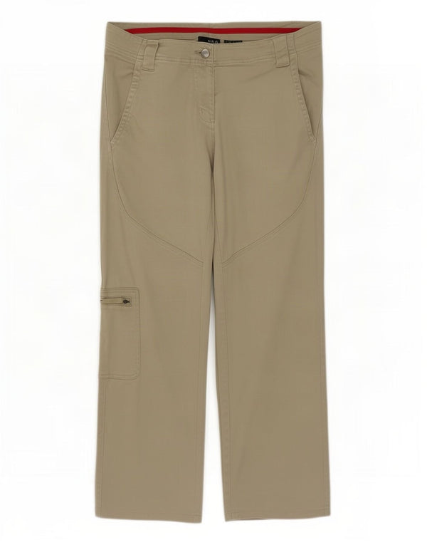 Calça feminina reta cargo Fila Reino Unido 14 grande W36 L26 algodão cáqui