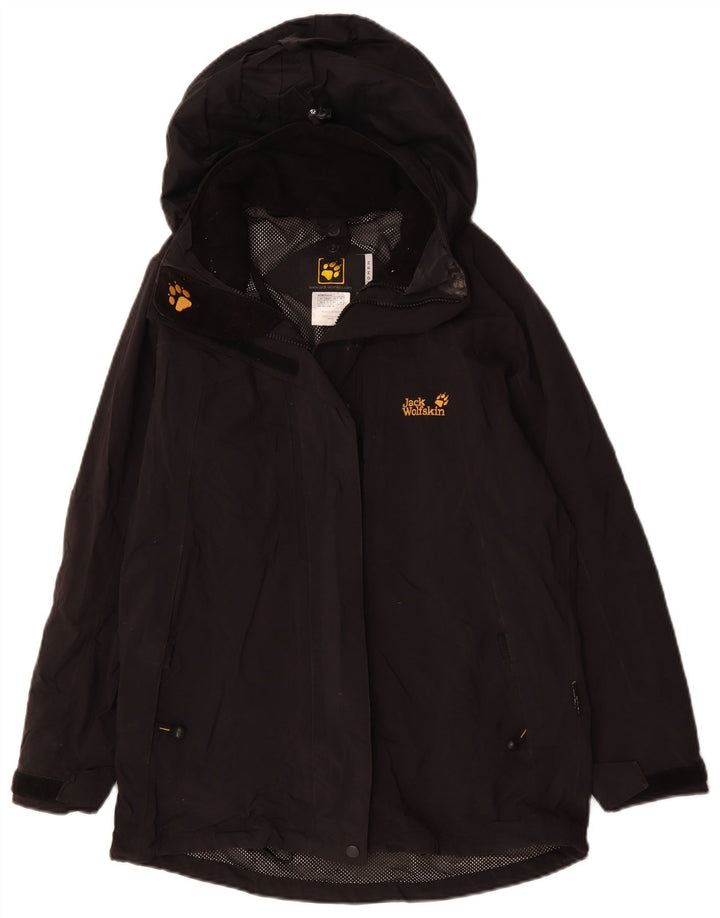 Jaqueta de chuva feminina grande com capuz JACK WOLFSKIN Reino Unido 8 pequena preta