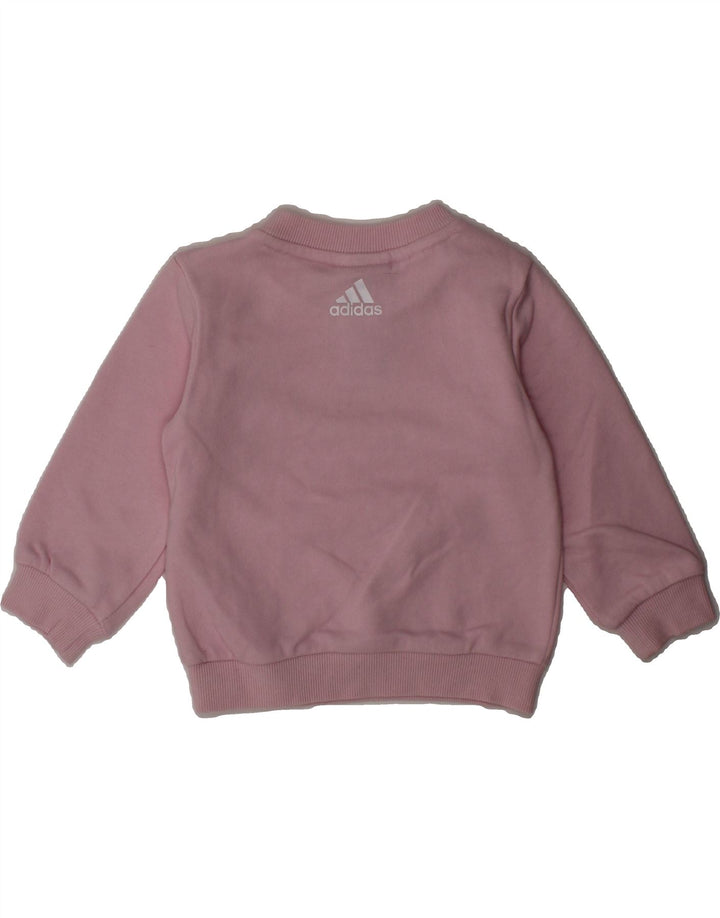 ADIDAS Baby Girls Graphic Sweatshirt Jumper 3-6 Months Pink Cotton Vintage Adidas and Second-Hand Adidas from Messina Hembry 