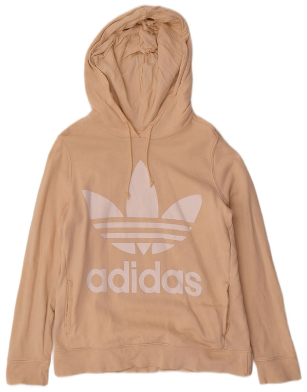 Adidas Womens Graphic Hoodie Jumper UK 12 Mediun Bege Algodão