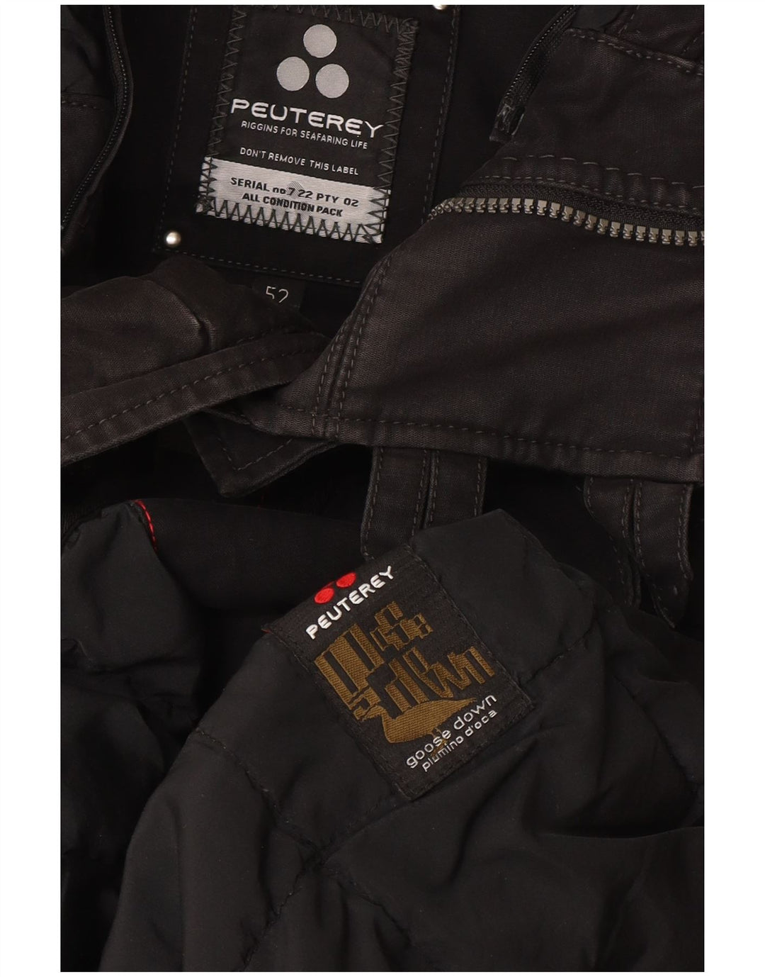 Casaco masculino acolchoado com capuz PEUTEREY EU 52 grande preto