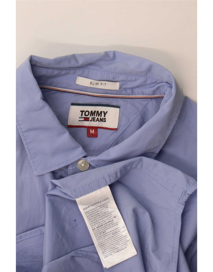 Tommy Hilfiger Mens Slim Fit Camisa Médio Algodão Azul