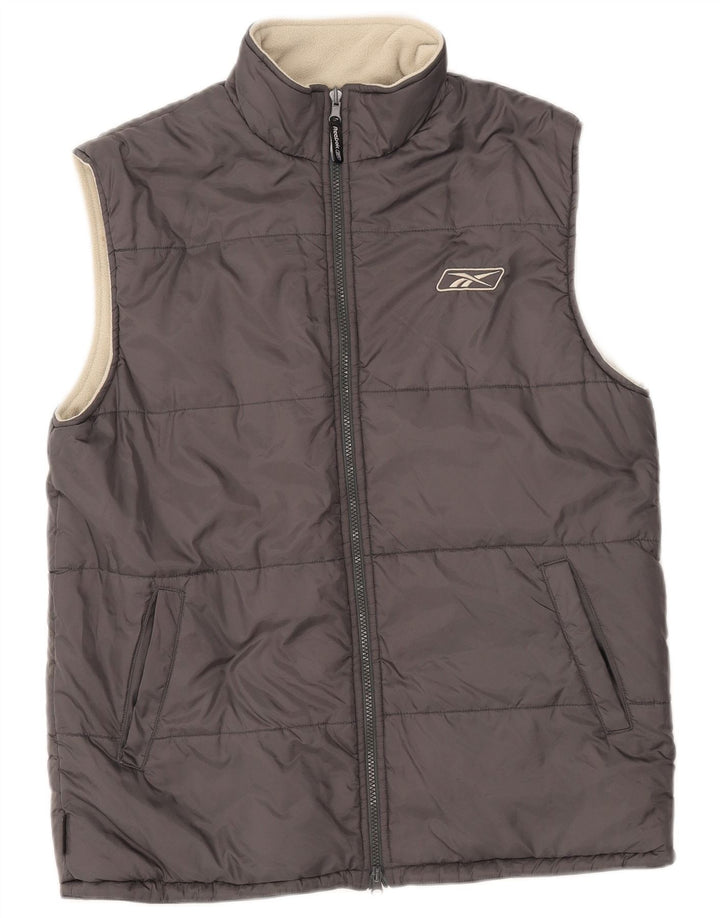 Colete acolchoado reversível feminino Reebok UK 14 grande cinza