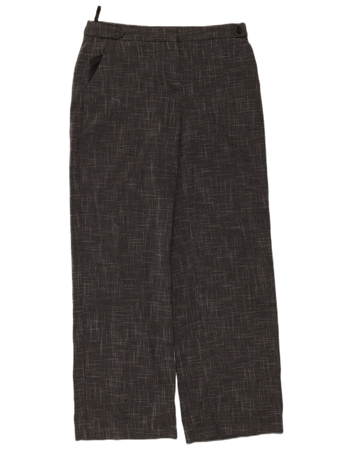 Calça chino feminina Marks & Spencer Reino Unido 10 pequena W30 L29 xadrez cinza