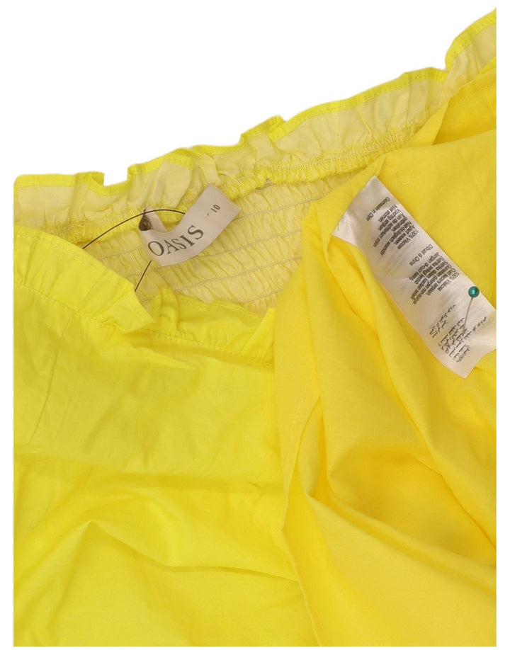 Vestido feminino Oasis sem alças UK 10 viscose amarela pequena