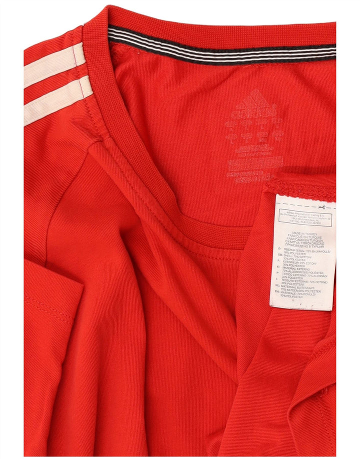 Adidas Mens Climalite Camiseta Top Grande Algodão Vermelho
