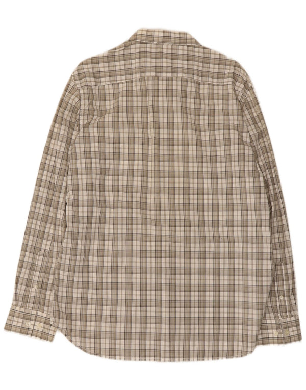 Camisa masculina French Connection grande algodão xadrez bege