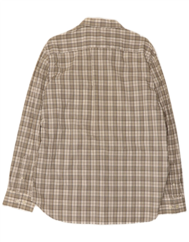 Camisa masculina French Connection grande algodão xadrez bege