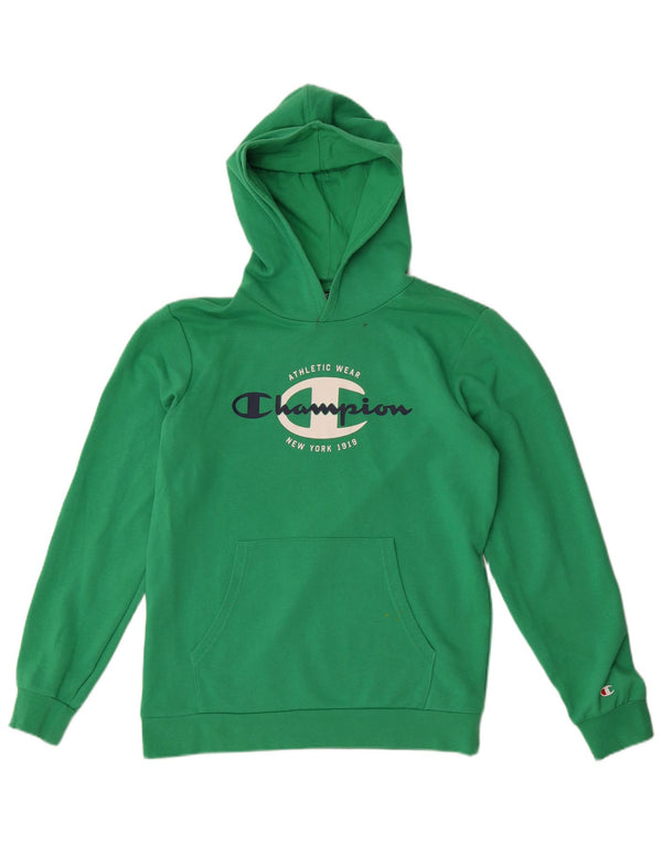 Jumper com capuz gráfico Champion Boys 15-16 anos 2XL algodão verde