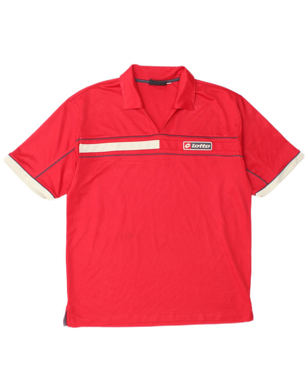 Camisa polo masculina Lotto Reino Unido 40/42 poliéster listrado vermelho grande