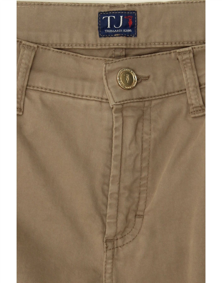 TRUSSARDI Womens Straight Casual Trousers W27 L28 Khaki Cotton Vintage Trussardi and Second-Hand Trussardi from Messina Hembry 