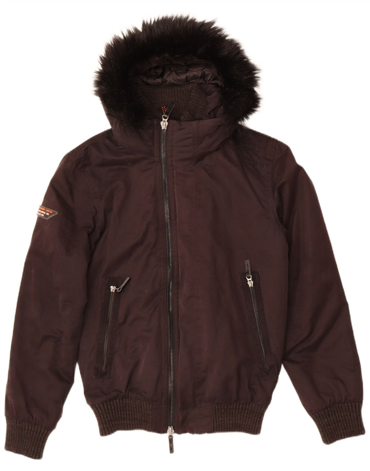 Jaqueta bomber com capuz masculina Superdry UK 38 poliéster preto médio