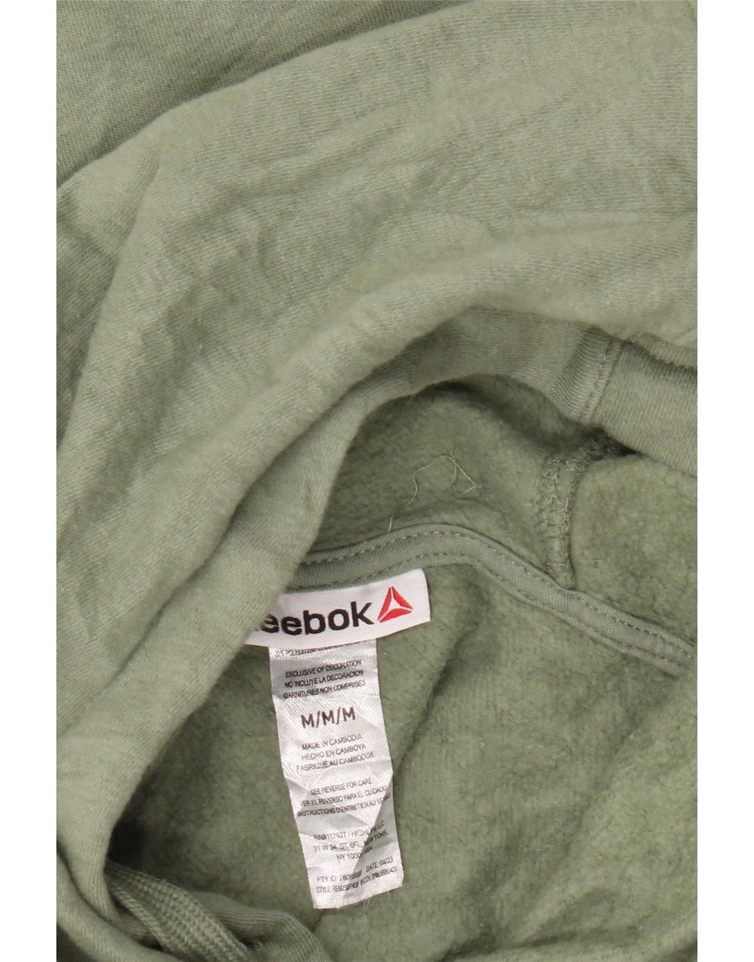 Reebok Mens Hoodie Jumper Médio Algodão Verde