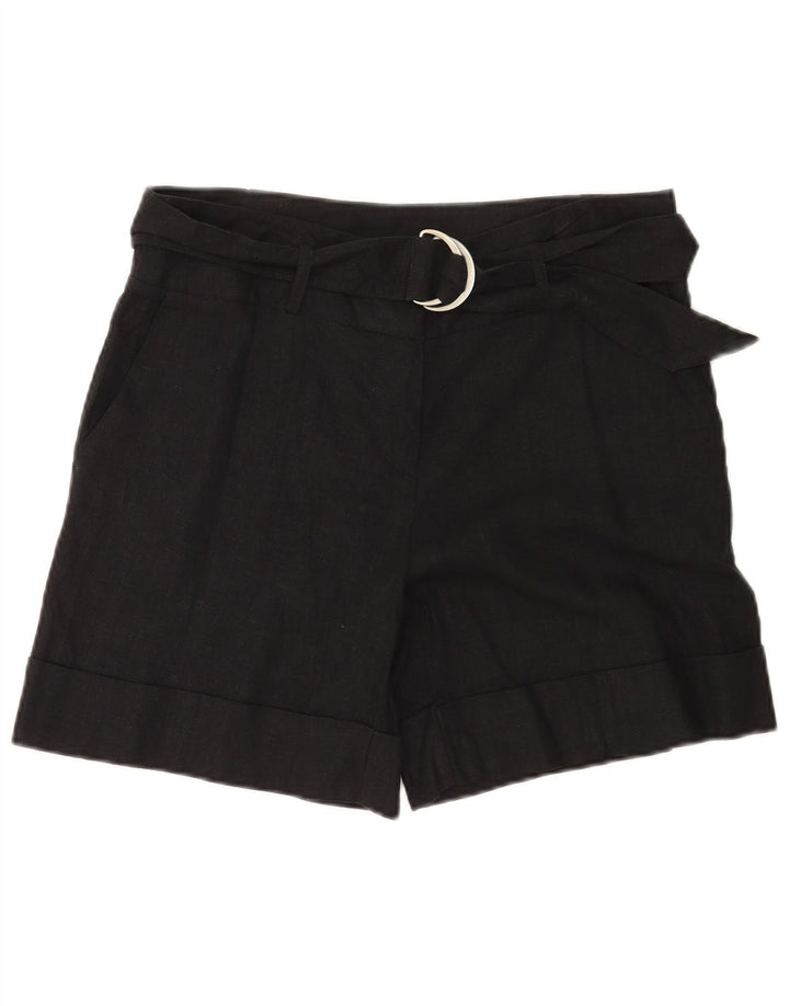 Shorts casuais femininos Marks & Spencer UK 12 médio W32 linho preto