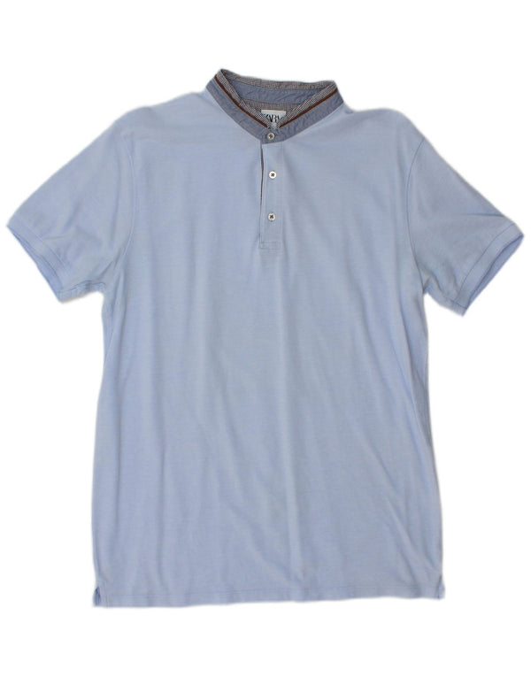 Camisa polo masculina Zara azul médio
