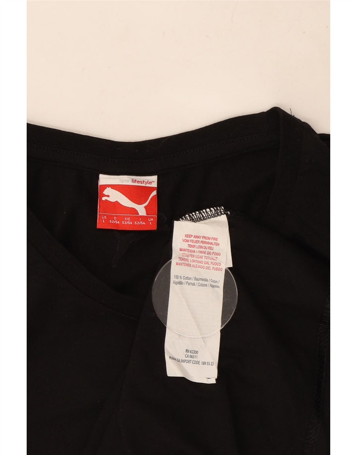 Puma Mens Graphic T-Shirt Top Grande Algodão Preto