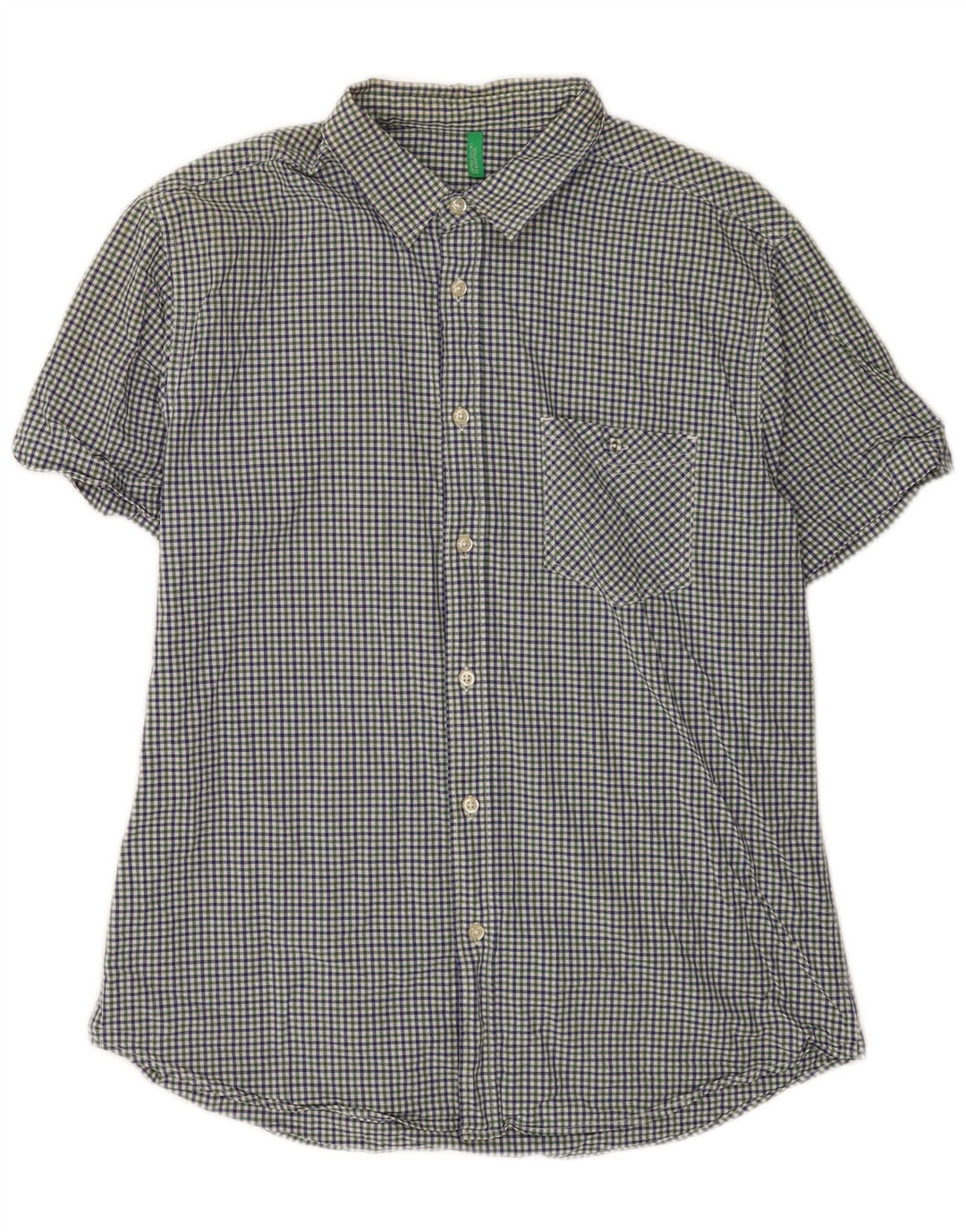 Camisa masculina de manga curta Benetton média multicolorida guingão